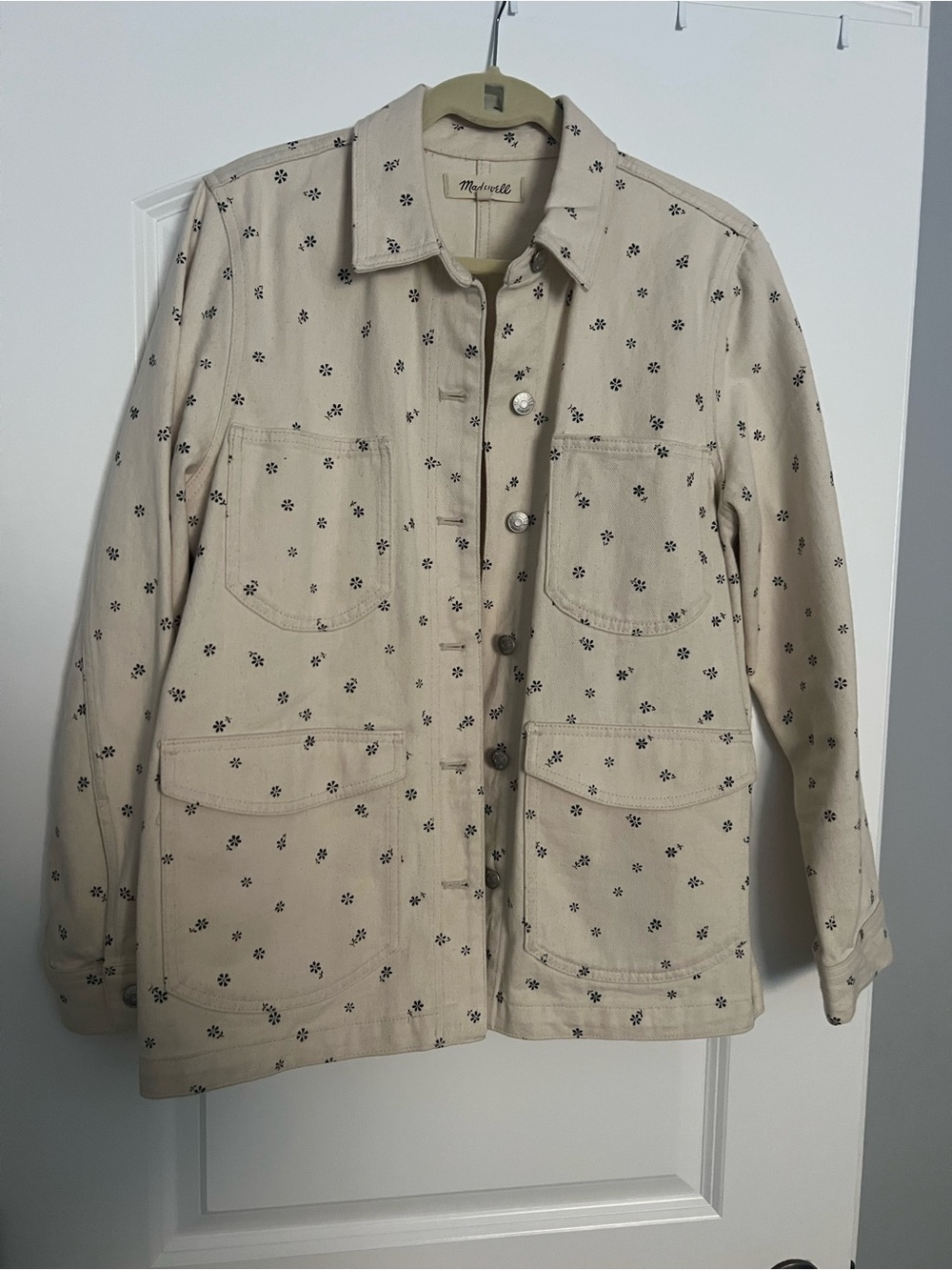 Madewell Beige Floral Print Utility Chore Jacket sz L